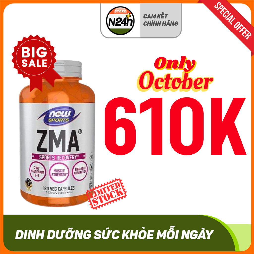 Viên Now ZMA Bổ Sung Vitamin Và Khoáng Chất Giúp Cải Thiện Giấc Ngủ Và Phục Hồi Cơ Bắp Now ZMA