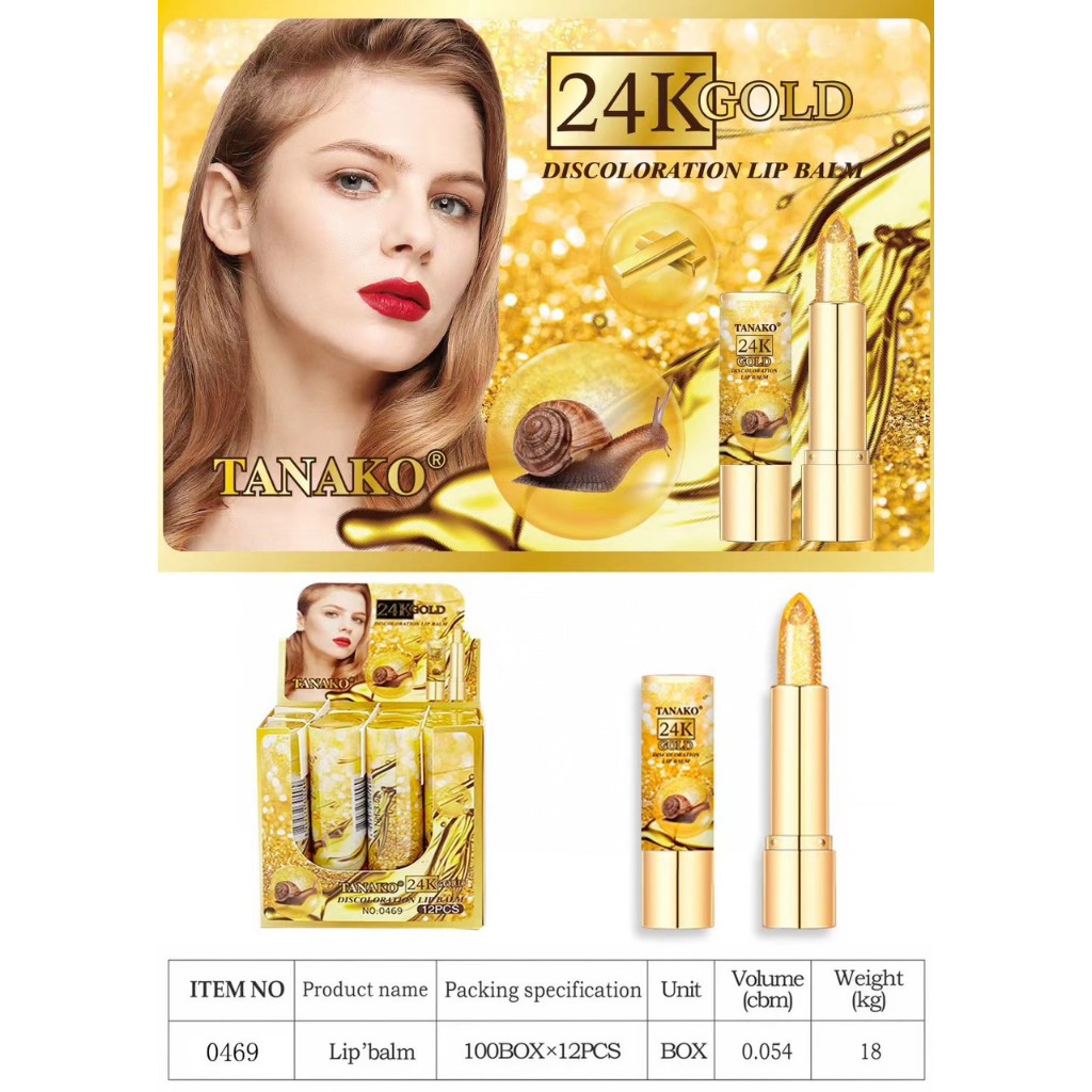 BÁN SỈ 1 Hộp 12 Son Dưỡng TANAKO Thái Lan 3.5g ỐC SÊN VANG 24K NO.0469( HỘP 12 THỎI) - GOOD DEAL