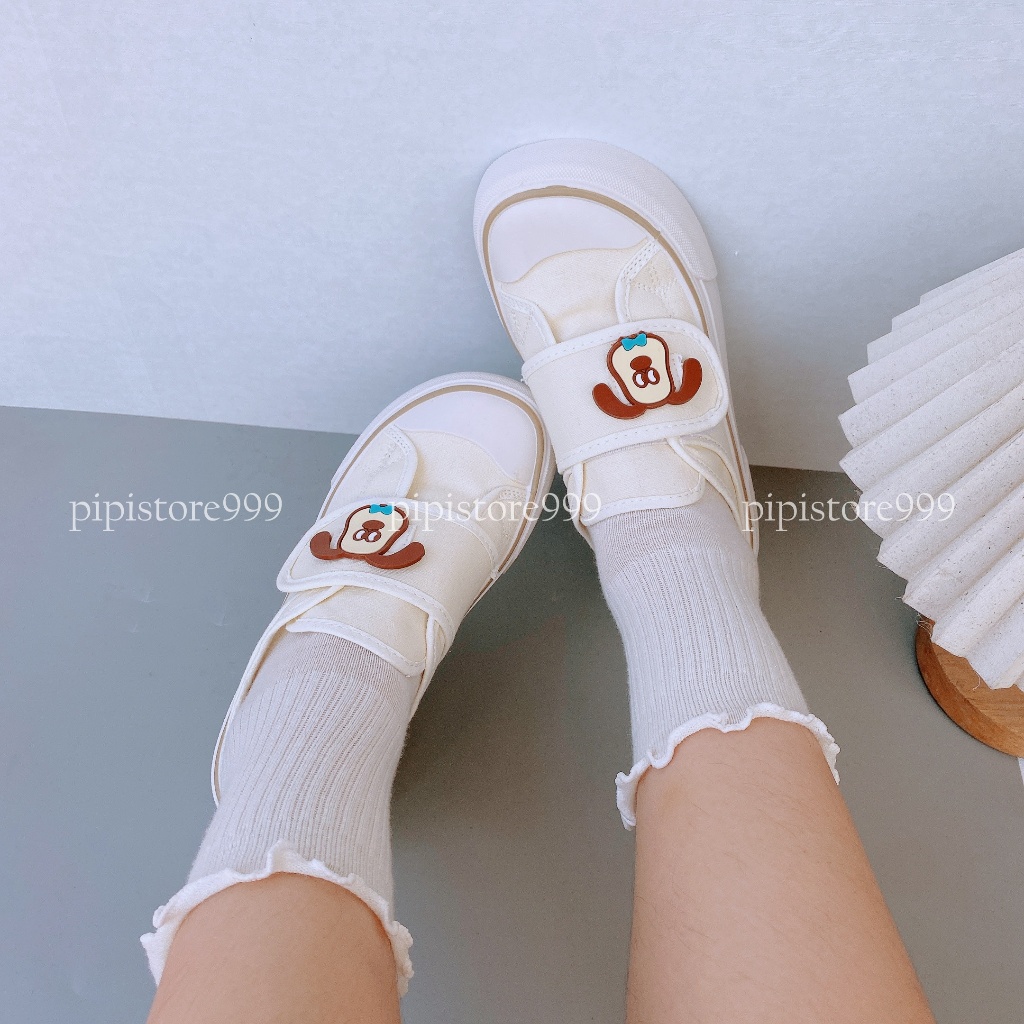 HÀNG LOẠI 1 Giày Thể Thao Slip On Quai Dán Hình Cún Dễ Thương G221