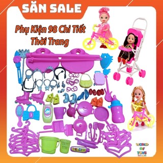 Bộ phụ kiện 98 chi tiết thời trang dành cho búp bê +tặng kèm búp bê 02 chibi