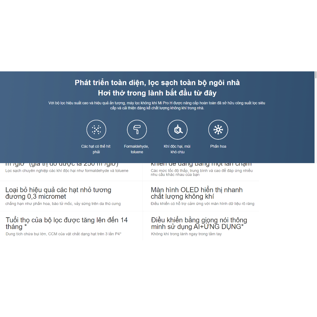 Máy Lọc Không Khí Xiaomi Smart Air Purifier Pro H - Hàng chính hãng