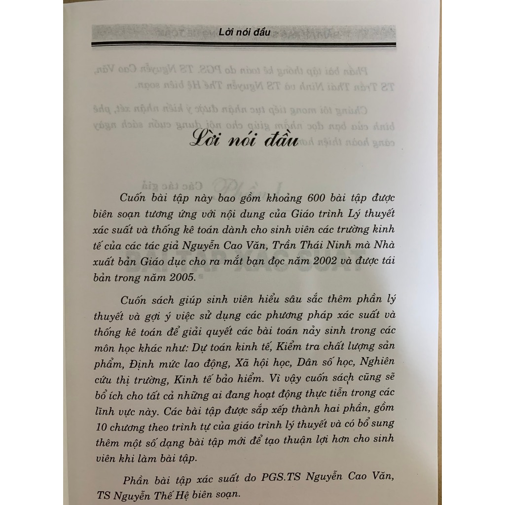 Sách - Bài Tập Xác Suất Và Thống Kê Toán - PGS. TS. Nguyễn Cao Văn