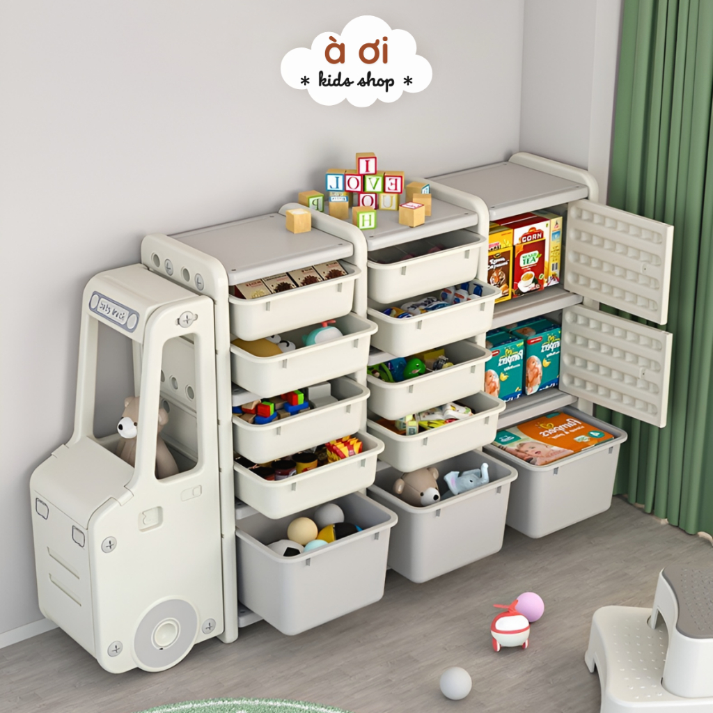 Kệ Đồ Chơi Cho Bé À Ơi Home, Tủ Để Đồ Chơi Cao Cấp, Kệ nhựa để đồ Đa năng Hình Ô Tô cho bé Phong Cách Hàn Quốc, BH 1 - 1