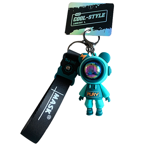 Móc chìa khóa đôi anime phi hành gia SIDOHOME màu xanh dễ thương dây cao su cho xe máy ô tô treo balo