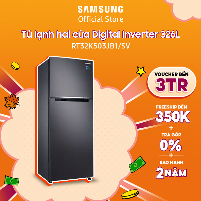 Tủ lạnh hai cửa Samsung Digital Inverter 326L RT32K503JB1/SV - Miễn phí lắp đặt