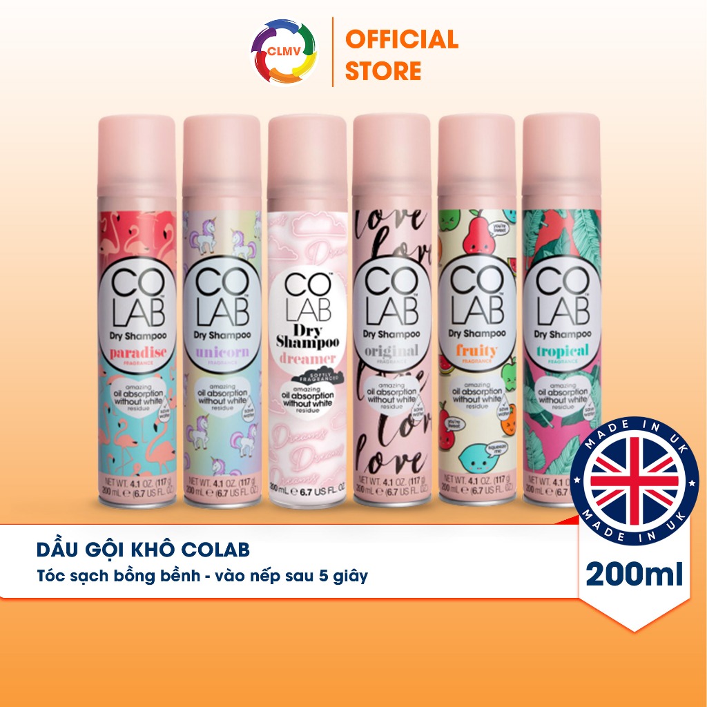 Dầu Gội Khô COLAB  | Dưỡng Tóc Mềm Mượt, Tóc Sạch Bồng Bềnh - Vào Nếp Sau 5 Giây