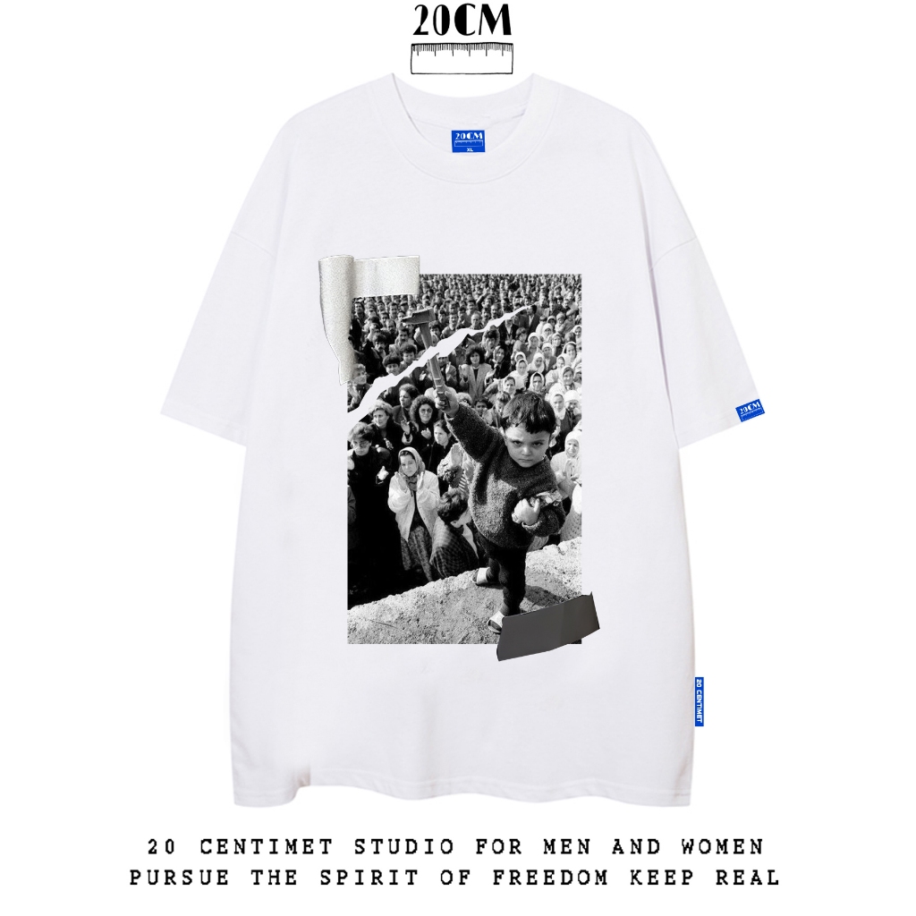 Áo thun cotton tay lỡ form rộng oversize cho nam và nữ 20 Centimet ACM19