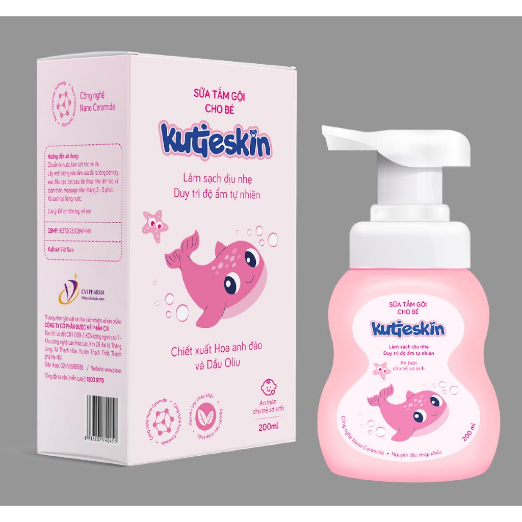 Sữa tắm gội cho bé Kutieskin 200ml