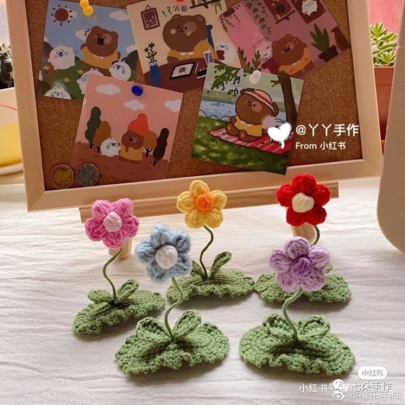 Kẹp tóc hoa handmade bằng len