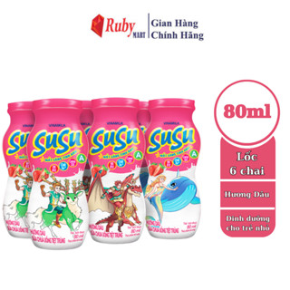 [Date T8/25] Lốc 6 Chai x 80ml Sữa Chua Uống Vinamilk Susu Hương Dâu