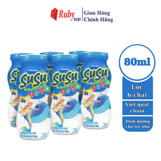 [Date T8/25] Lốc 6 Chai x 80ml Sữa Chua Uống Vinamilk Susu Hương Việt Quất