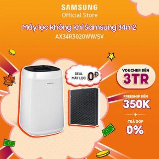 [Voucher ELSSDA10 giảm 10% Đơn từ 1TR] Máy lọc không khí Samsung 34m2 AX34R3020WW, lọc bụi mịn PM0.3, kháng khuẩn 99.9%