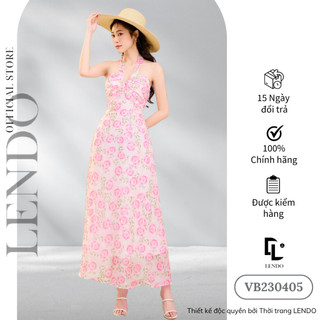 Đầm Yếm Hoa Hồng, Váy Maxi Đi Biển LENDO VB230405