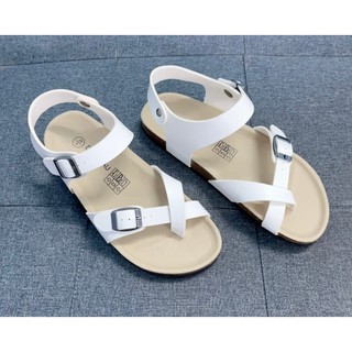 Dép Birken đế trấu sandal xỏ ngón-Màu Trắng