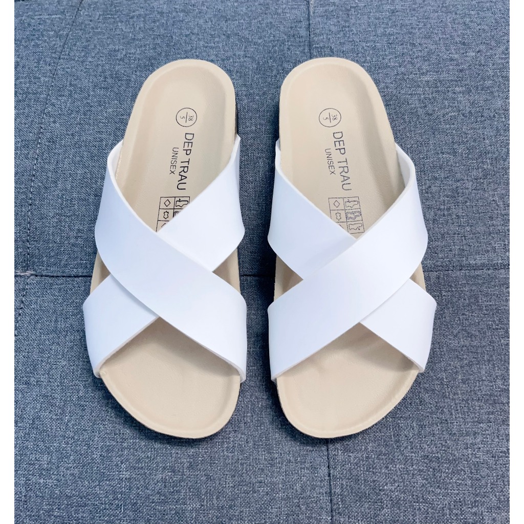 Dép đế trấu Birken nam nữ unisex quai chéo thời trang