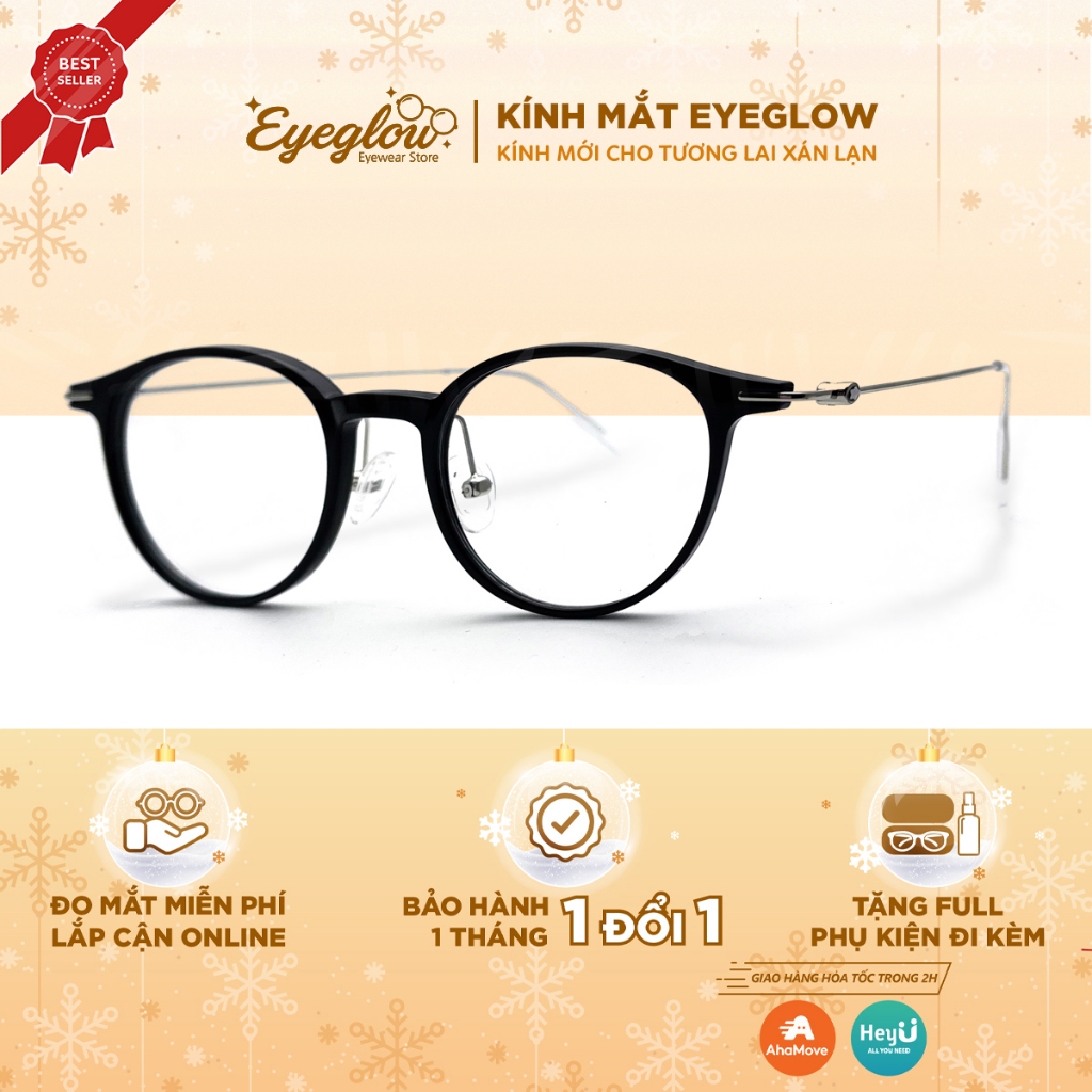 Gọng kính cận loạn Eyeglow dáng tròn thiết kế theo phong cách Hàn Quốc phù hợp với mọi gương mặt EG2276