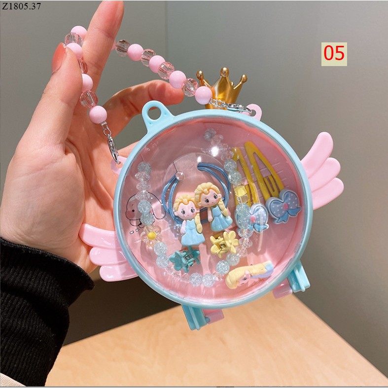 Hộp Đựng Kẹp Tóc , dây chuyền Họa Tiết Hoạt Hình Công Chúa Dễ Thương Cho Bé Gái