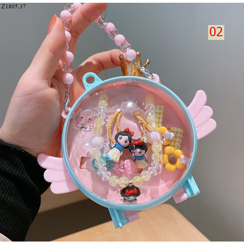 Hộp Đựng Kẹp Tóc , dây chuyền Họa Tiết Hoạt Hình Công Chúa Dễ Thương Cho Bé Gái