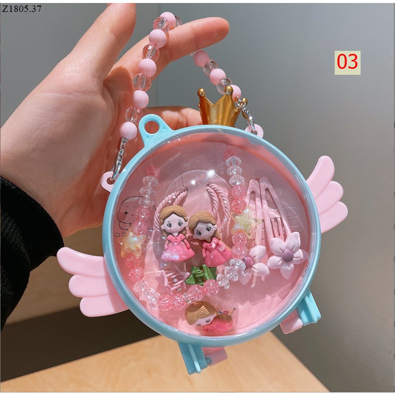 Hộp Đựng Kẹp Tóc , dây chuyền Họa Tiết Hoạt Hình Công Chúa Dễ Thương Cho Bé Gái