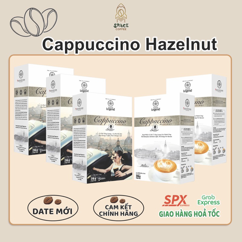 Combo 5 hộp Cà phê hòa tan Trung Nguyên Cappuccino Mocha , Capuchino Hazelnut, Cappuchino Coconut