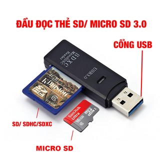 Đầu đọc thẻ nhớ SD, SDHC, SDXC, Micro SD (TF) nhỏ gọn cho máy tính, laptop cổng USB
