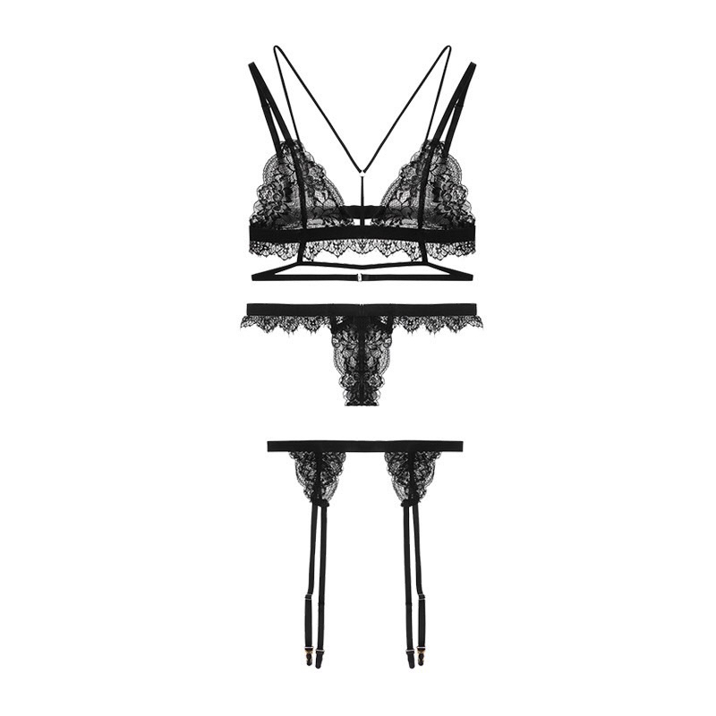 Bộ đồ lót ren cổ V kèm đai hông sexy