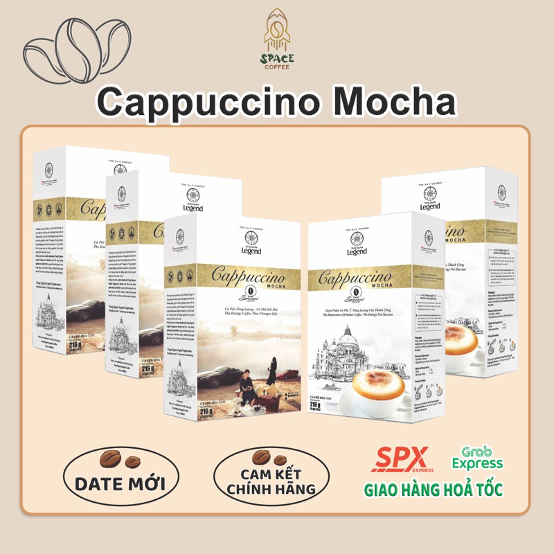 Combo 5 hộp Cà phê hòa tan Trung Nguyên Cappuccino Mocha,Capuchino Hazelnut, Cappuchino Coconut