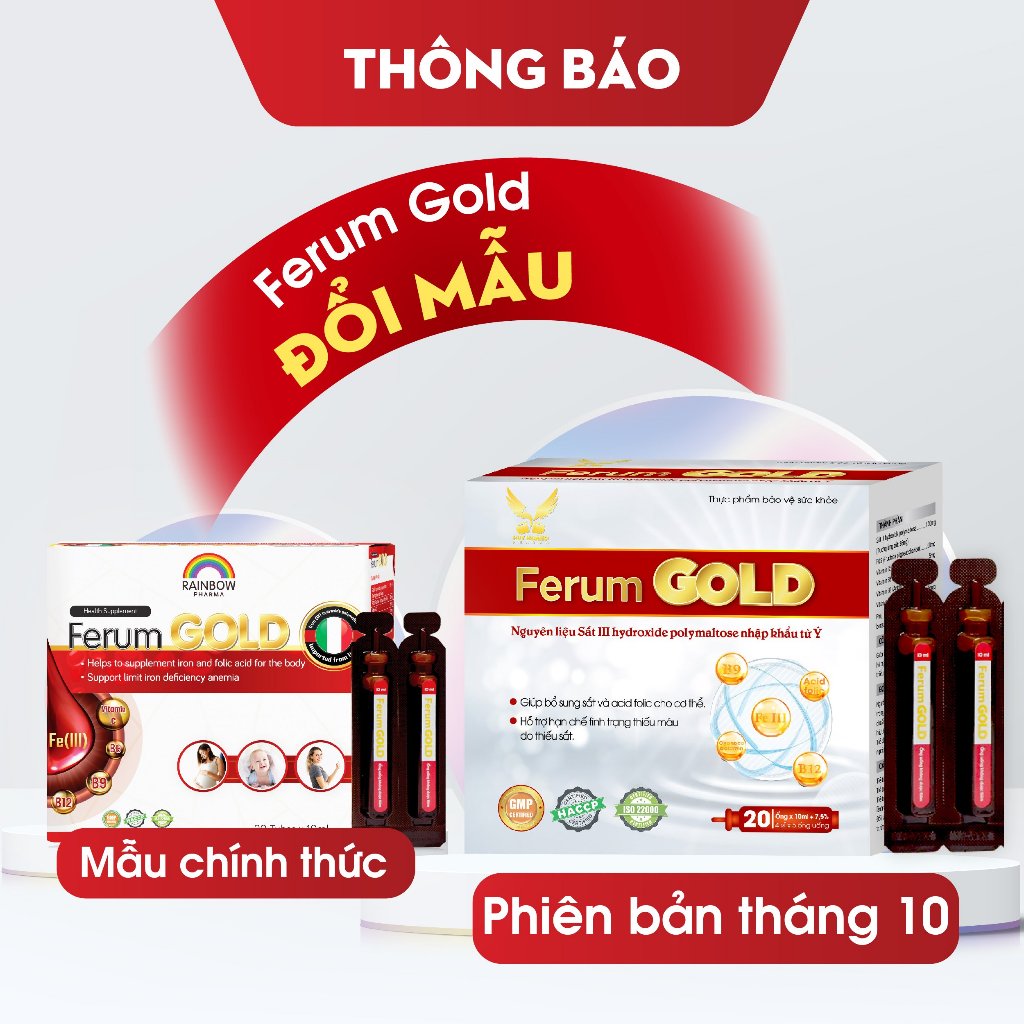 [Gift] Siro sắt Ferum Gold III bổ máu cho mẹ mang thai, bé từ 1 tuổi (H/20 ống) - giảm mệt mỏi, tăng đề kháng