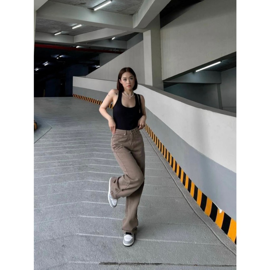 Quần jeans ống rộng tone kem, nâu, trắng  chất jean dày không co giãn  Sofm Wear- Chuyên Jeans Nữ