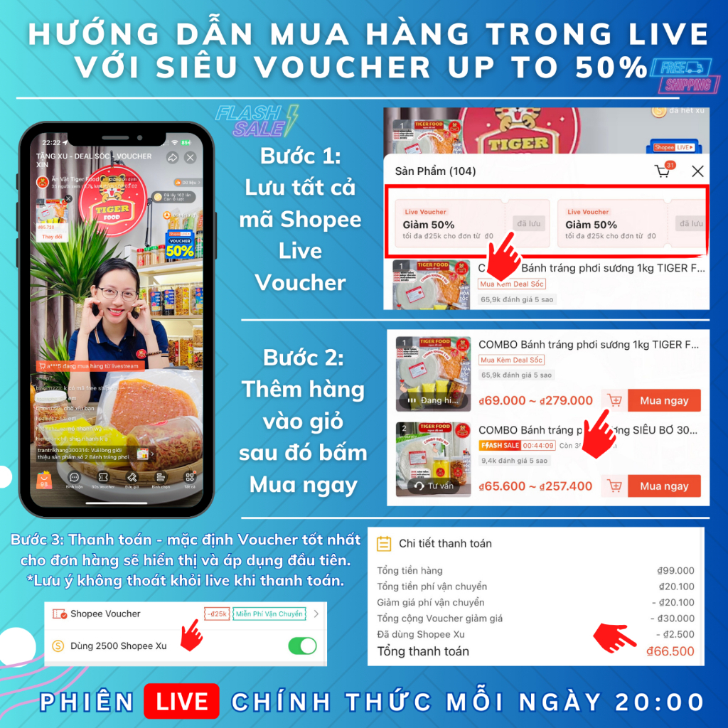 COMBO Bánh tráng phơi sương 1kg TIGER FOOD Bánh Tráng + Muối Tôm Hành Phi + Bơ béo + Tóp Mỡ + Sốt tắc FREESHIP Đồ ăn vặt