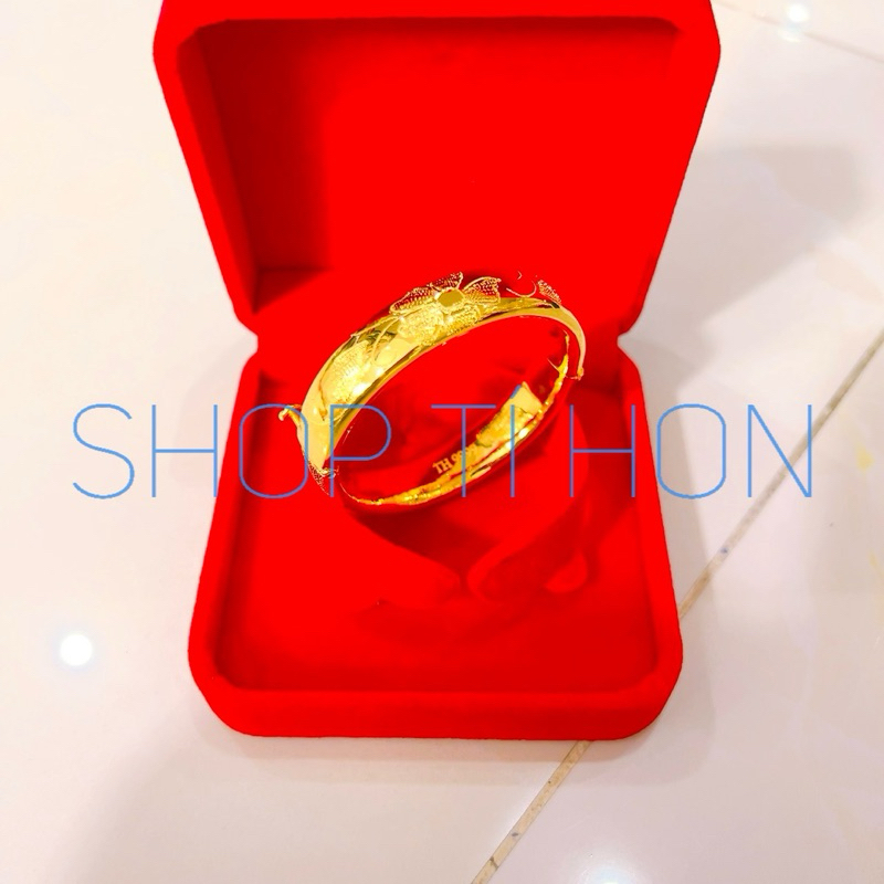  Vòng tay  kiềng tay  cô dâu loại 2 chỉ đé  khằn   làm thủ công từ bạc xi vàng 24 khoá vặn ốc - có tặng kèm hộp 