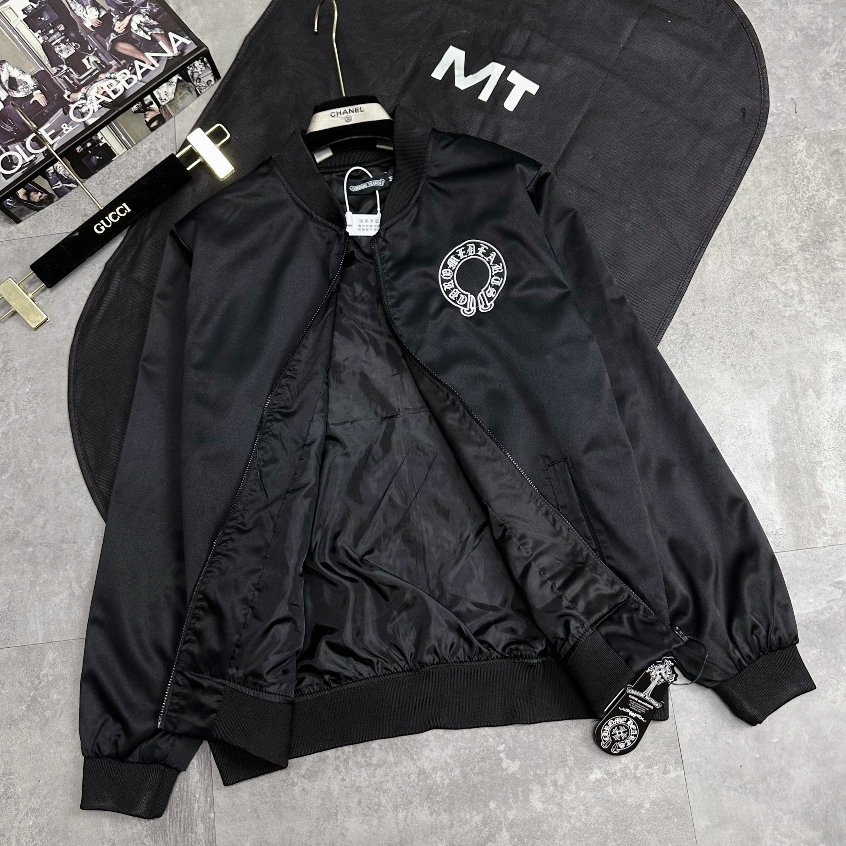 Áo Khoác Gió Bomber Bản Chom Me LoGo Thêu Da Tỉ Mỉ_Áo Khoác Bomber Nam Nữ Hai Lớp Fom Tàu