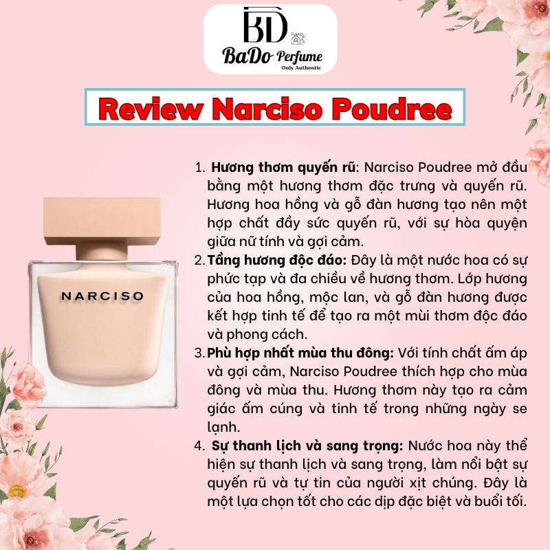 10ml Nước hoa nữ Narciso Lùn Poudree hương phấn xạ hương BaDo Perfume