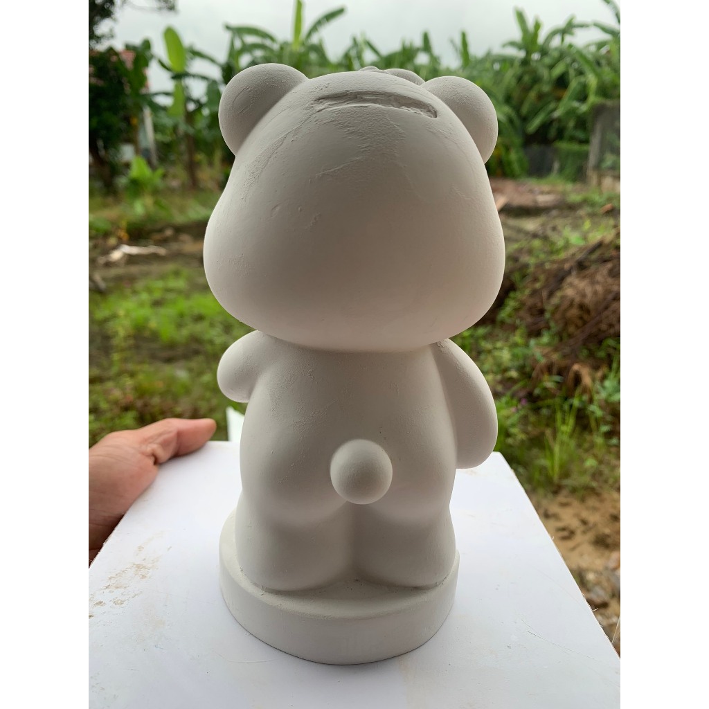 Tô Tượng Thạch Cao Gấu Dâu Ôm Bé Thỏ Size Lớn - Tượng Tô Màu Cho Bé Tặng 1 Tượng Nhỏ Dễ Thương - Bảo Bình Decor