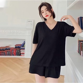 Bộ đồ mặc nhà thun lạnh bigsize , bộ cộc tay cổ tim thun lạnh bigsize