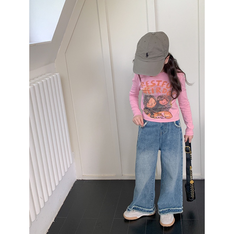 Quần jeans ống xuông loe nhẹ hàng Quảng châu style Hàn cho bé 12-22kg