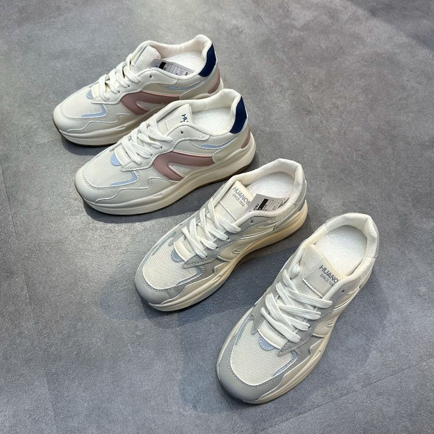 Giày thể thao nữ đơn giản da pu viền dạ quang dễ thương