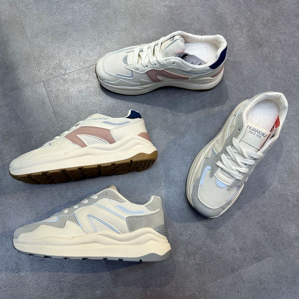 Giày thể thao nữ đơn giản da pu viền dạ quang dễ thương