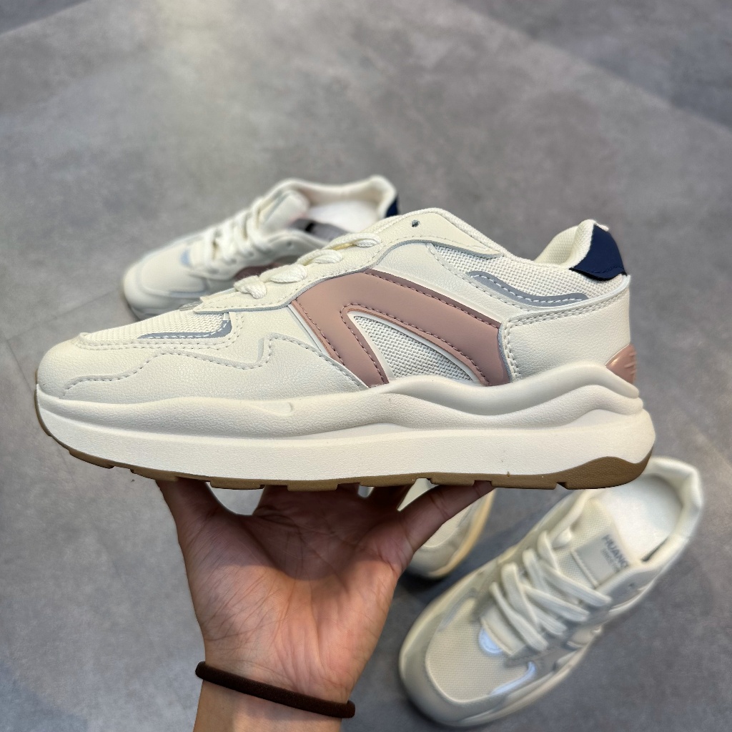 Giày thể thao nữ đơn giản da pu viền dạ quang dễ thương