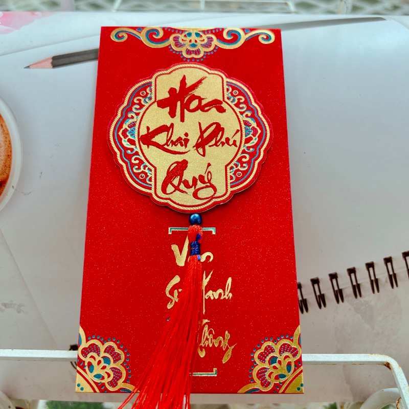 BAO LÌ XÌ ÁNH NHŨ KIM TUYẾN, câu chúc cát tường, mẫu mã sang trọng, bao lì xì thiết kế 2024