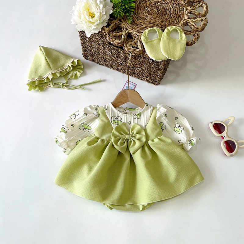 Body váy hình chú ếch xanh cho bé