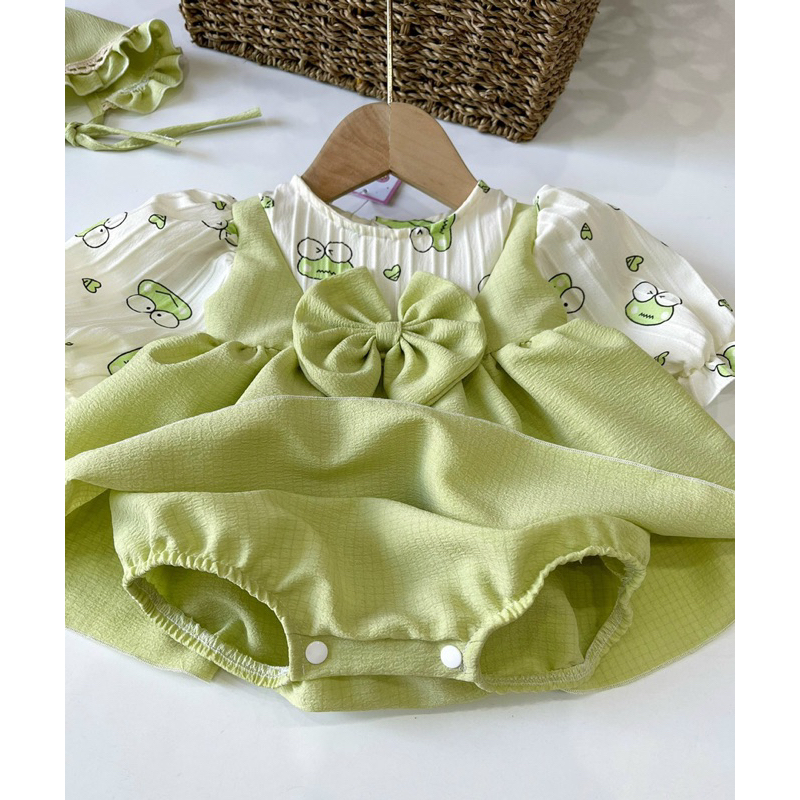 Body váy hình chú ếch xanh cho bé