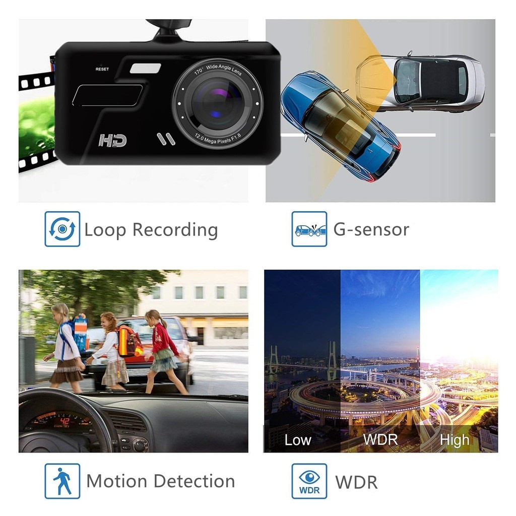 Camera hành trình ô tô X4 XETABON Full HD kèm thẻ nhớ 32GB, màn hình cảm ứng, quay đêm rõ nét, Bảo Hành 12 Tháng 1 đổi 1