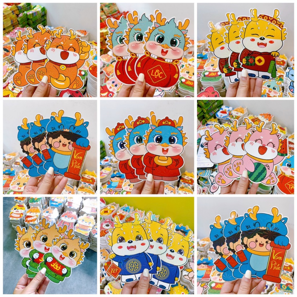 Bao Lì Xì Chibi Hoạt Hình, Hình Rồng tết Giáp Thìn 2024 Chất Liệu Giấy C150 Cứng Cáp, Càn Màng Lấp Lánh CUTE SHOP