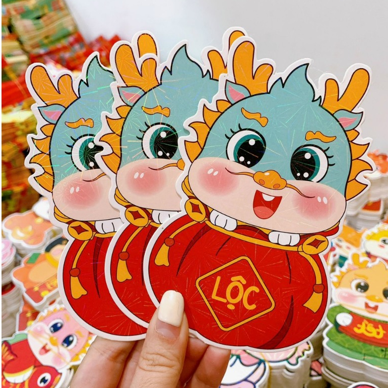 Bao Lì Xì Chibi Hoạt Hình, Hình Rồng tết Giáp Thìn 2024 Chất Liệu Giấy C150 Cứng Cáp, Càn Màng Lấp Lánh CUTE SHOP