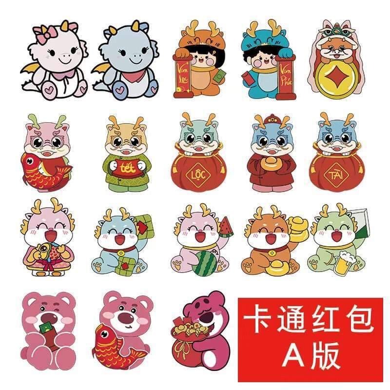 Bao Lì Xì Chibi Hoạt Hình, Hình Rồng tết Giáp Thìn 2024 Chất Liệu Giấy C150 Cứng Cáp, Càn Màng Lấp Lánh CUTE SHOP