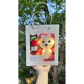  Set quà tặng hoa và gấu bông sinh nhật kèm đèn led tặng người yêu bạn thân quà sinh nhật Mã 2 Lena hồng 