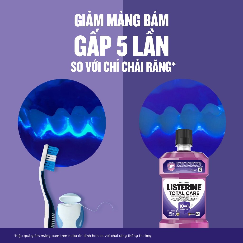 COMBO 2 Chai Nước Súc Miệng Listerine Total Care Tím Bảo Vệ Răng Và Nướu Toàn Diện 750x2