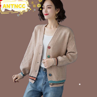 Áo khoác len  nữ cardigan dáng ngắn cổ V, áo len nữ phối cúc phong cách Hàn Quốc