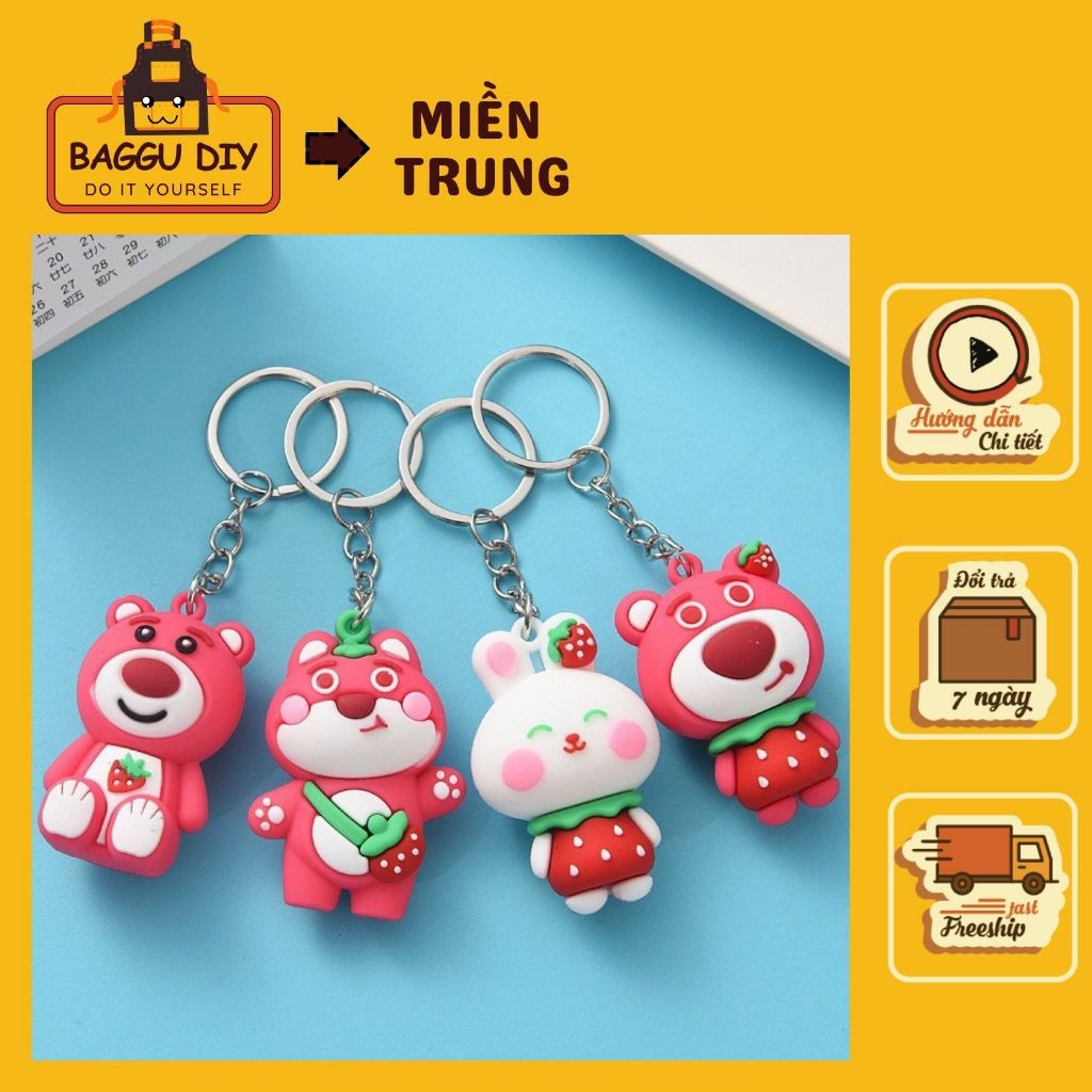 Móc khóa cute, móc khóa đôi siêu đáng yêu, BAGGU DIY MK01